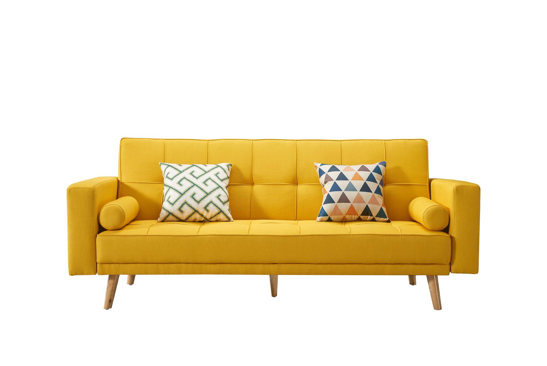 

    
Casual Scandinavian Style Yellow Fabric 3 Seat Sofa-bed Alex Luca Home
