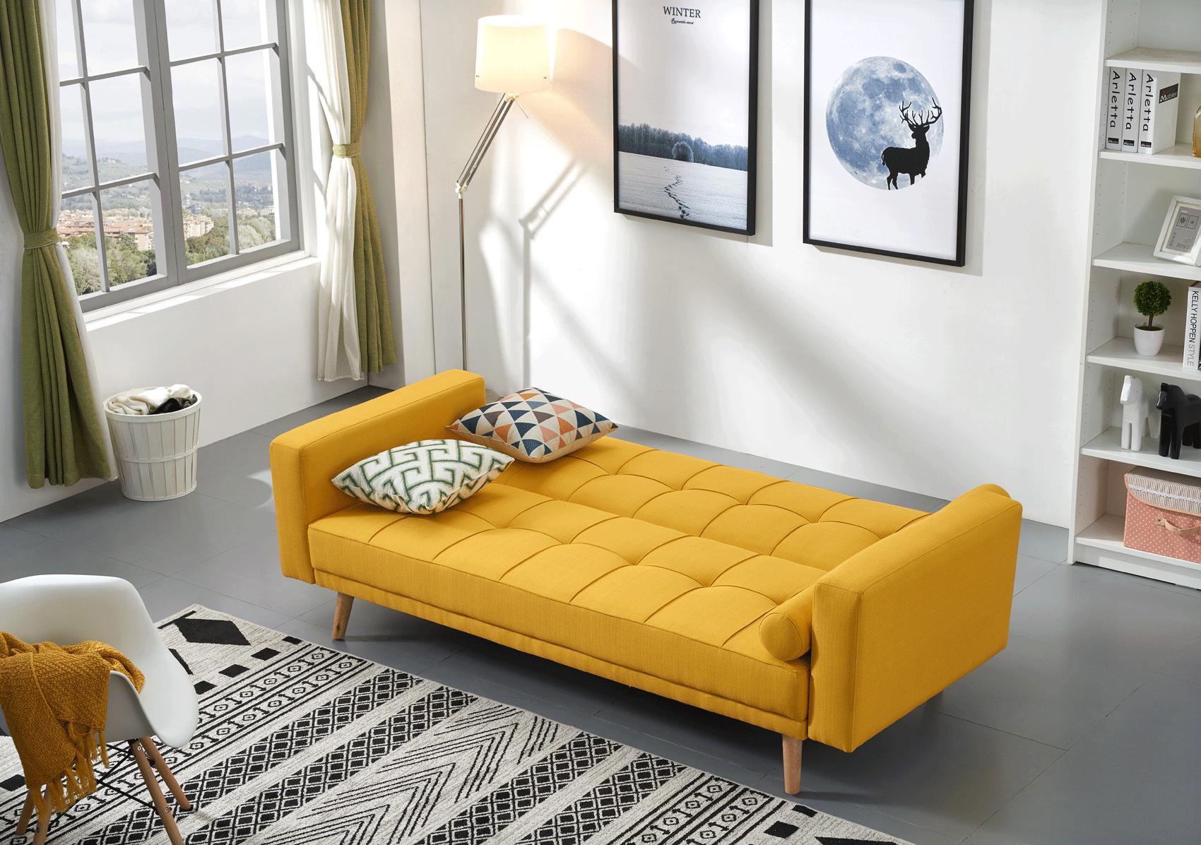 

                    
Buy Casual Scandinavian Style Yellow Fabric 3 Seat Sofa-bed Alex Luca Home
