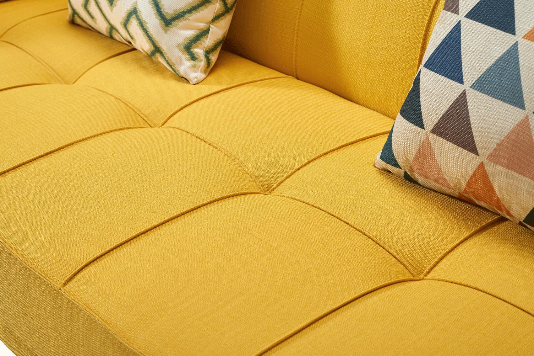 

    
 Shop  Casual Scandinavian Style Yellow Fabric 3 Seat Sofa-bed Alex Luca Home
