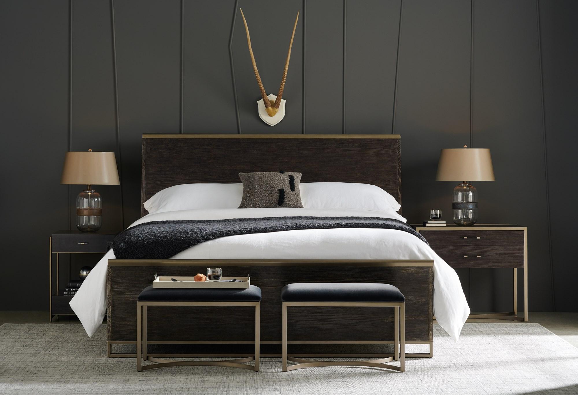 

        
662896033663Cerused Oak Finish & Bronze Gold Metal Frame CAL King REMIX WOOD BED by Caracole
