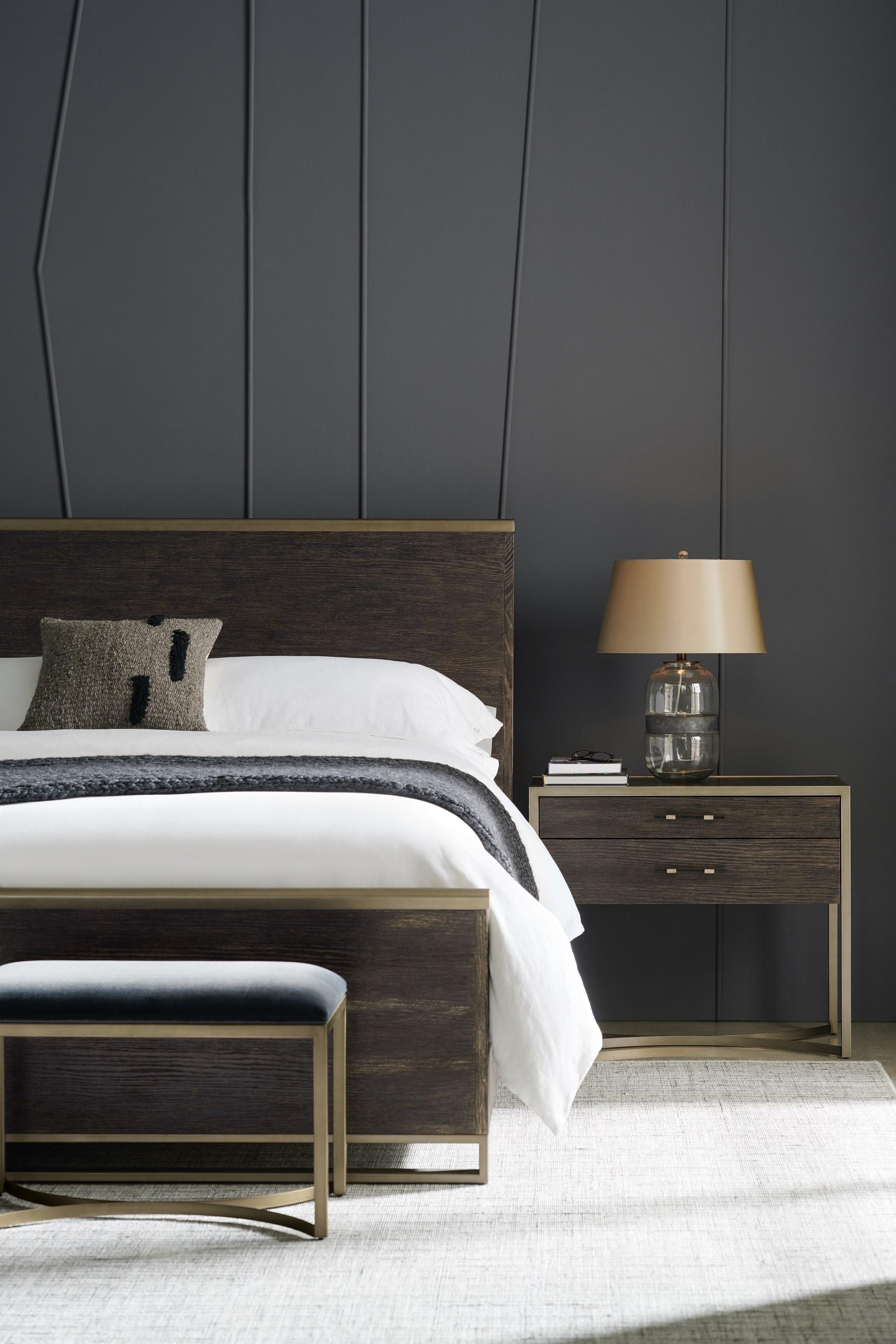 

    
 Order  Cerused Oak Finish & Bronze Gold Metal Frame CAL King REMIX WOOD BED by Caracole
