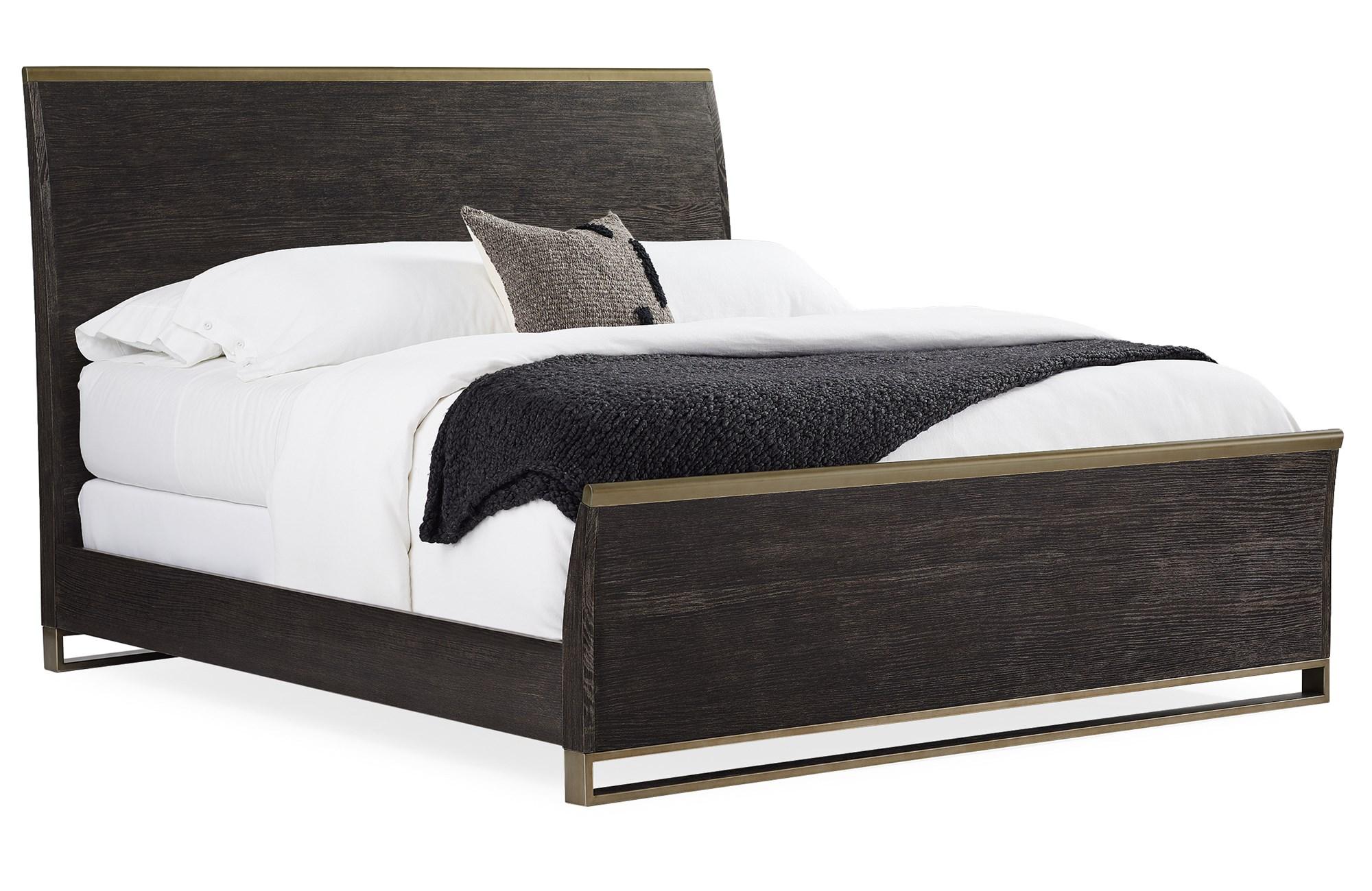 

    
Cerused Oak Finish & Bronze Gold Metal Frame King Size REMIX WOOD BED by Caracole

