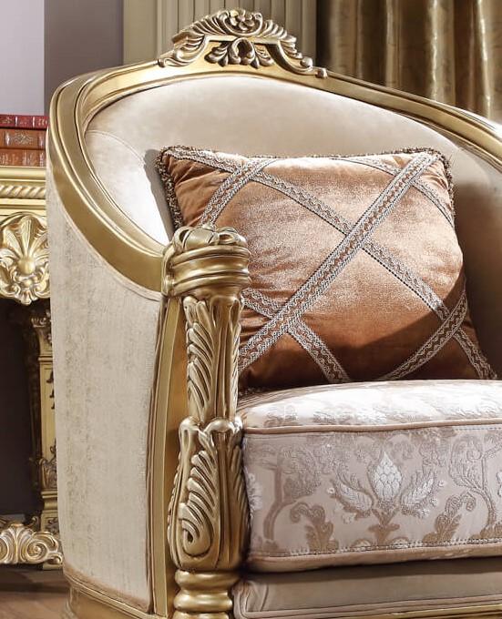 

    
Luxury Beige & Gold Carved Wood Armchair Traditional Homey Design HD-2019
