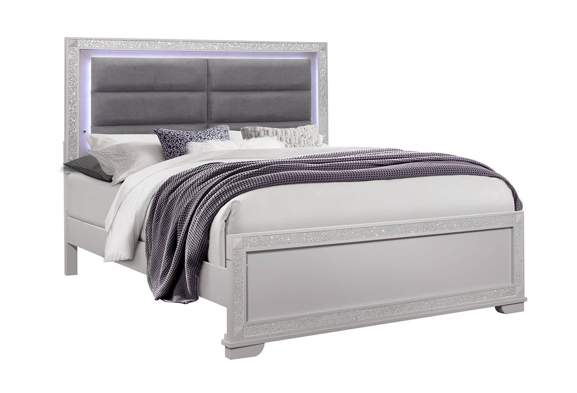 Modern Platform Bed CHALICE CHALICE-SILVER-FB in Silver Faux Leather