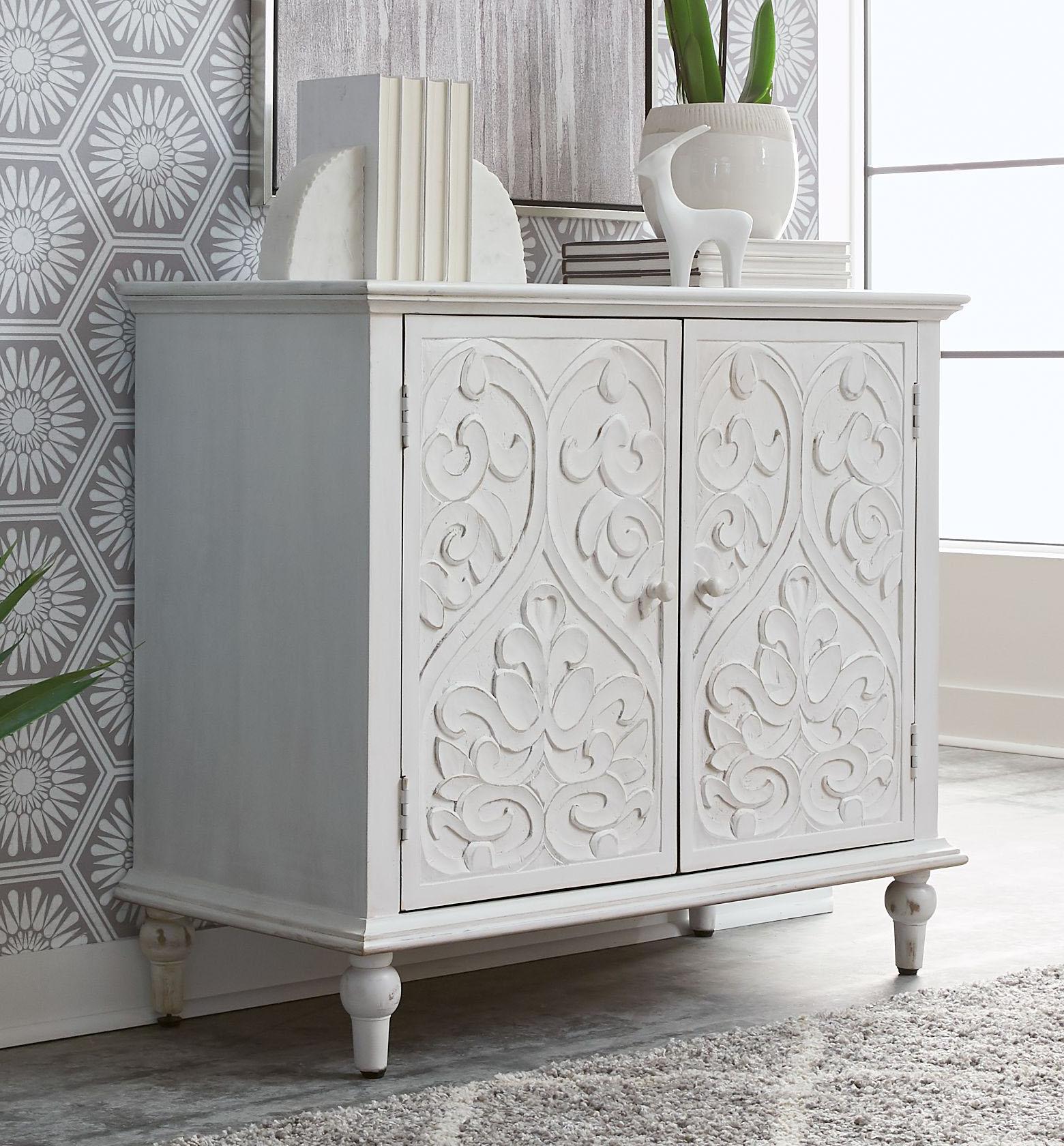 

    
Chalky White Finish 2 Door Accent Cabinet French Quarter Liberty Furniture
