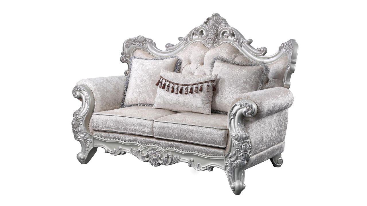 

    
Champagne Finish Button Tufted Loveseat Melrose Galaxy Home Traditional
