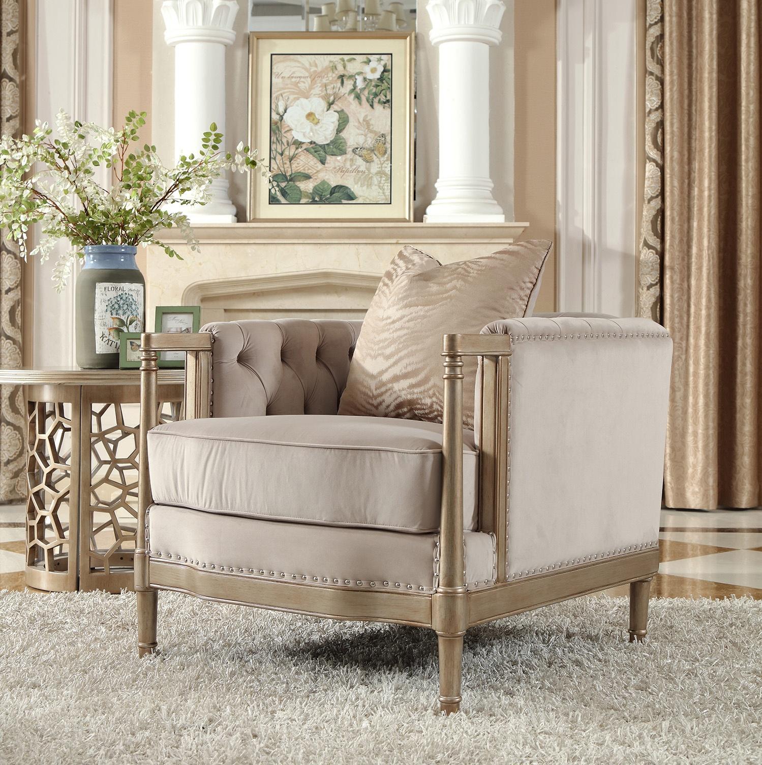

                    
Homey Design Furniture HD-625 Sofa Set Champagne Fabric Purchase 
