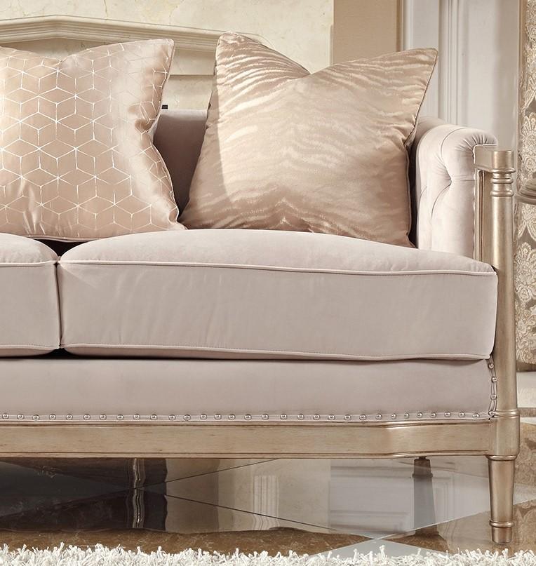 

    
Champagne Finish Luxury Fabric Sofa Traditional Homey Design HD-625
