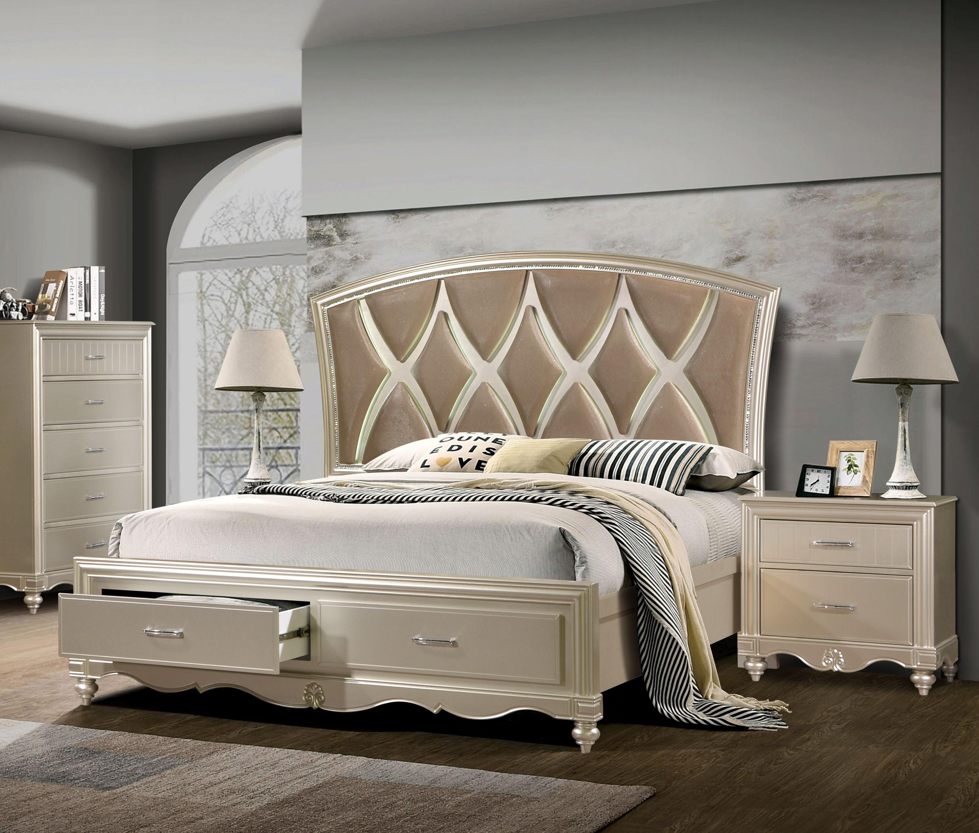 

    
Cosmos Furniture Faisal Panel Bed Champagne Faisal-EK-Bed
