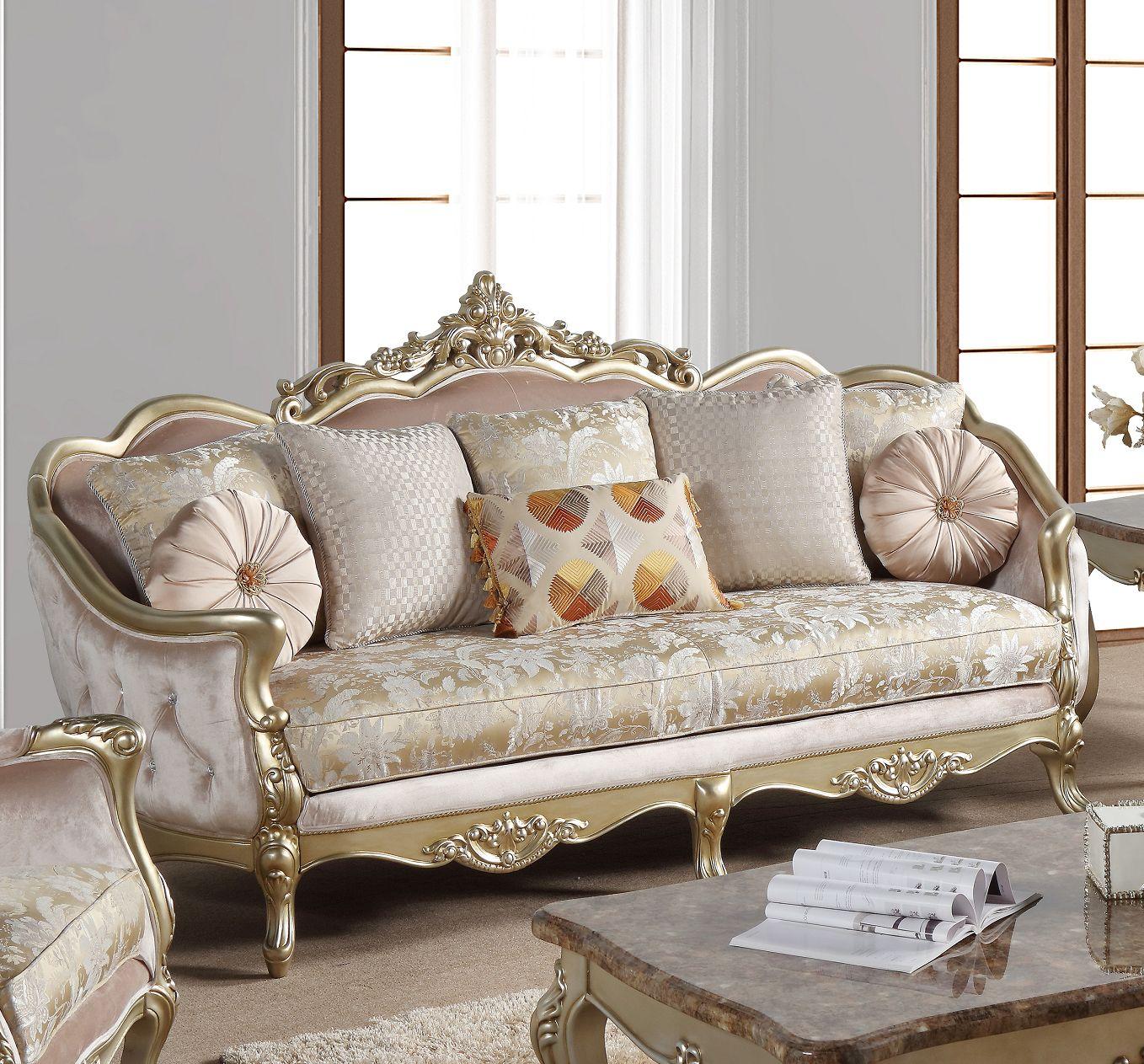 

    
Champagne Finish Wood Sofa Traditional Cosmos Furniture Diana

