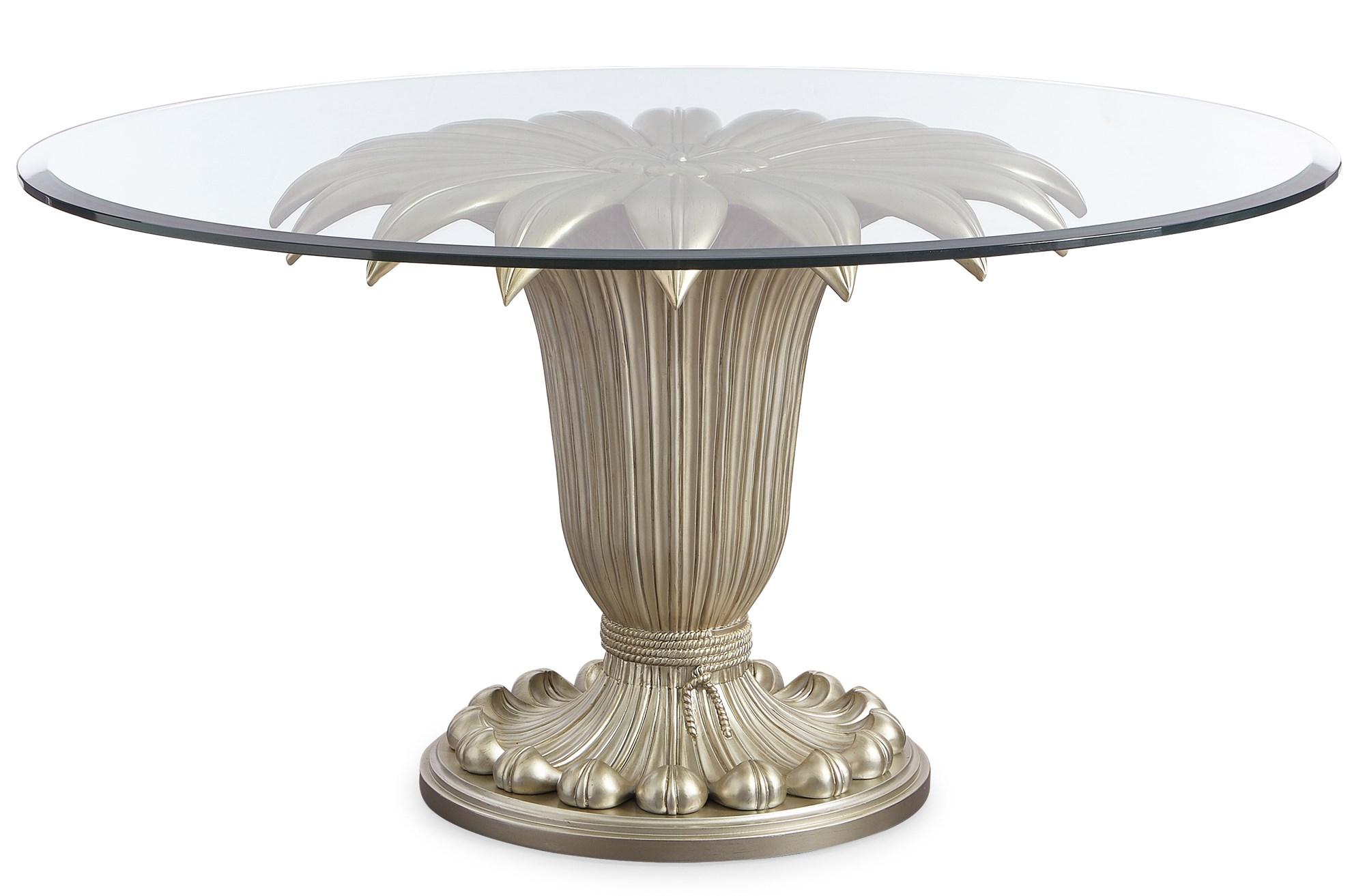 

    
60" Dining Table Glass Top & Champagne Mist Base & FONTAINEBLEAU by Caracole

