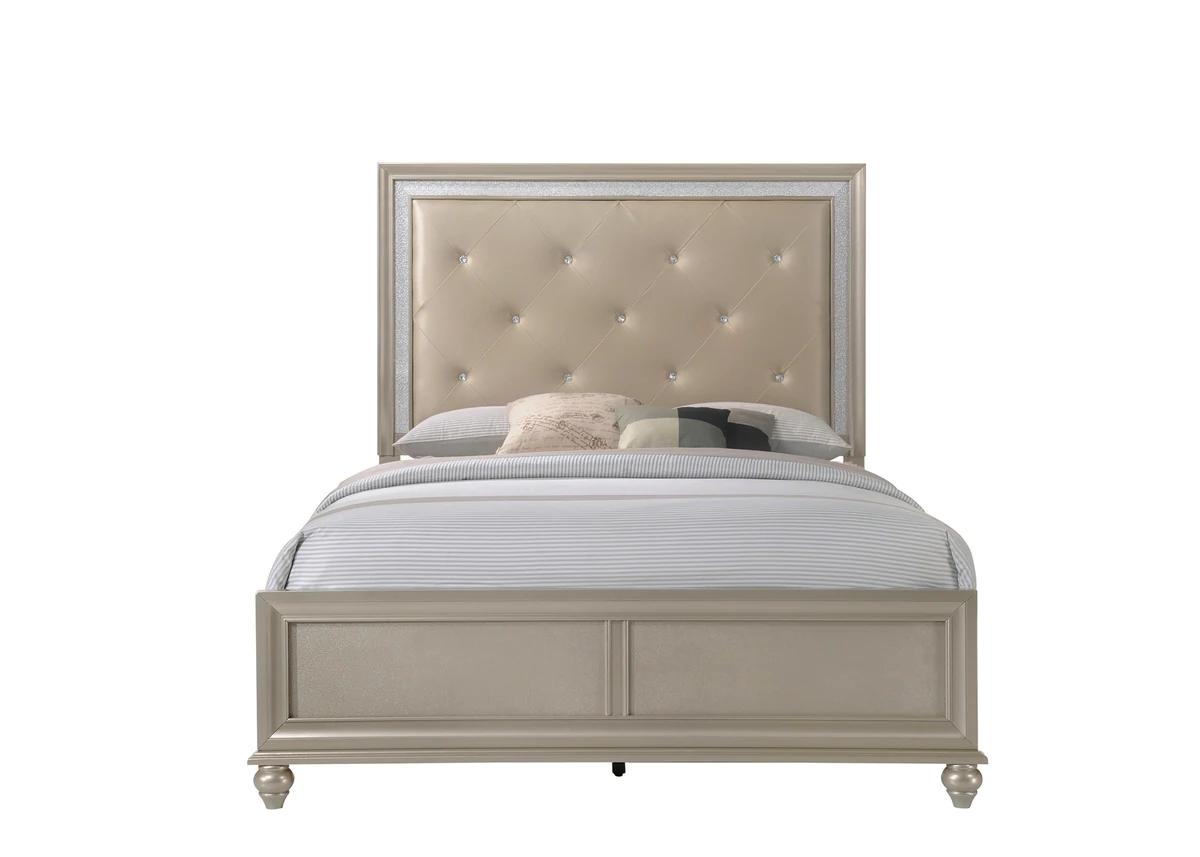 

    
Champagne Panel Bedroom Set by Crown Mark Lila B4390-F-Bed-3pcs
