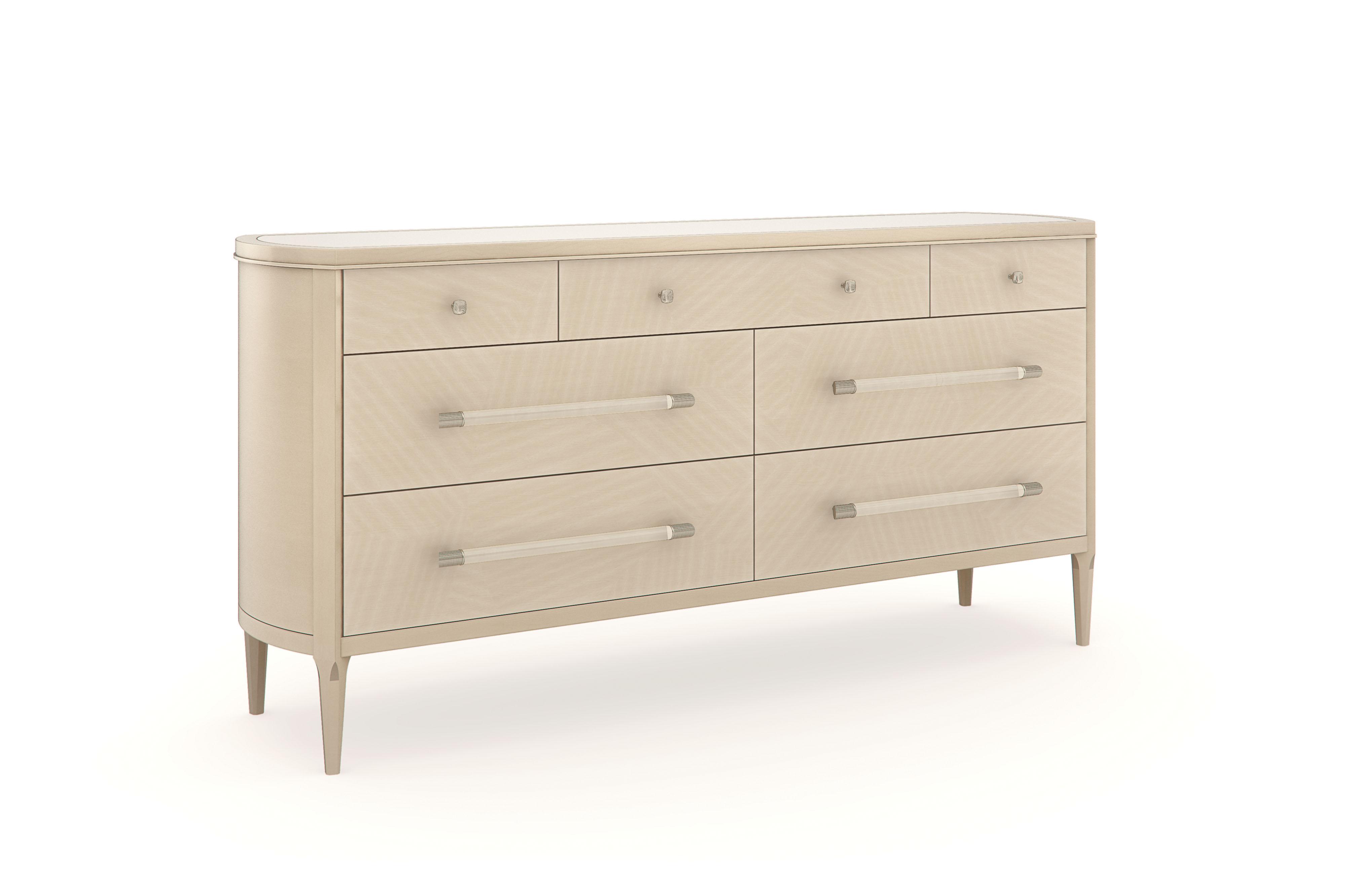

    
Champagne Pearl Finish Shimmering Silver Paint Dresser My Biggest Fan by Caracole
