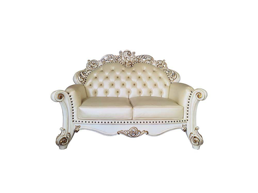 

    
Champagne PU & Antique Pearl Loveseat by Acme Vendom LV01325
