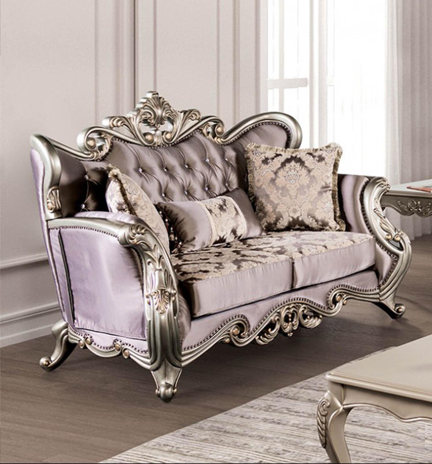 

    
Champagne/Purple Velvet Sofa Set 2Pcs ALBACETE FM65006PR-SF FoA Traditional
