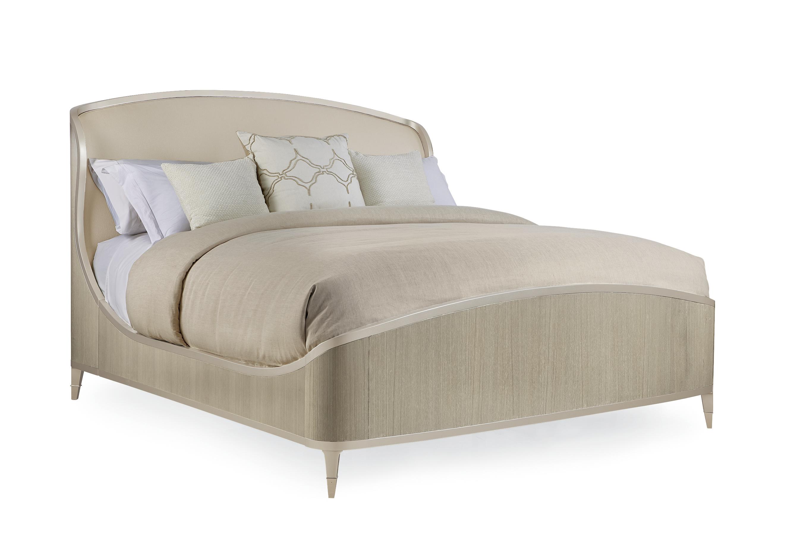 Contemporary Platform Bed Good Nights Sleep CLA-417-146 in Champagne Fabric