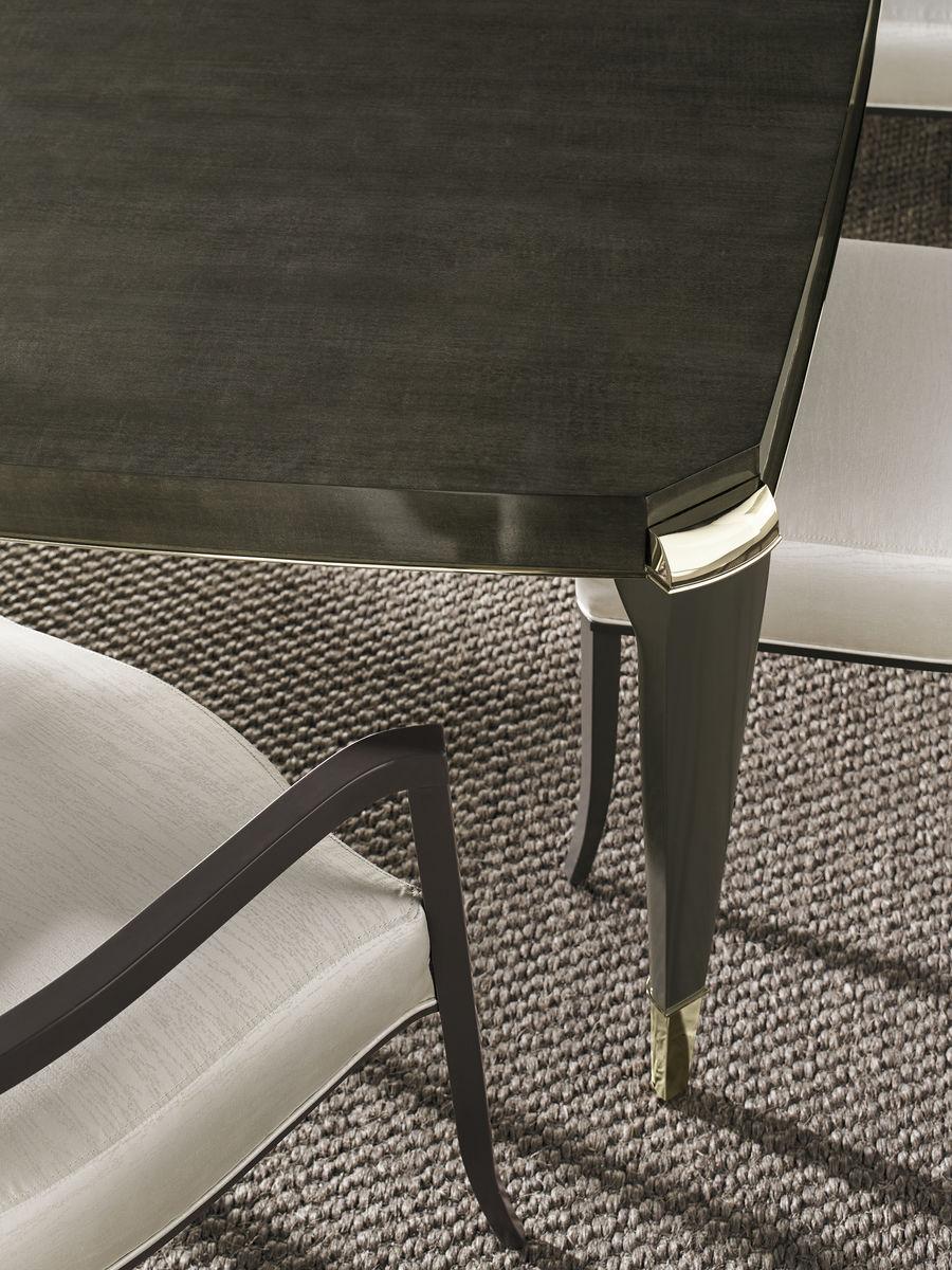 

    
 Order  Charcoal Anegre & Whisper of Gold Finish Extendable Dining Table All Trimmed Out by Caracole

