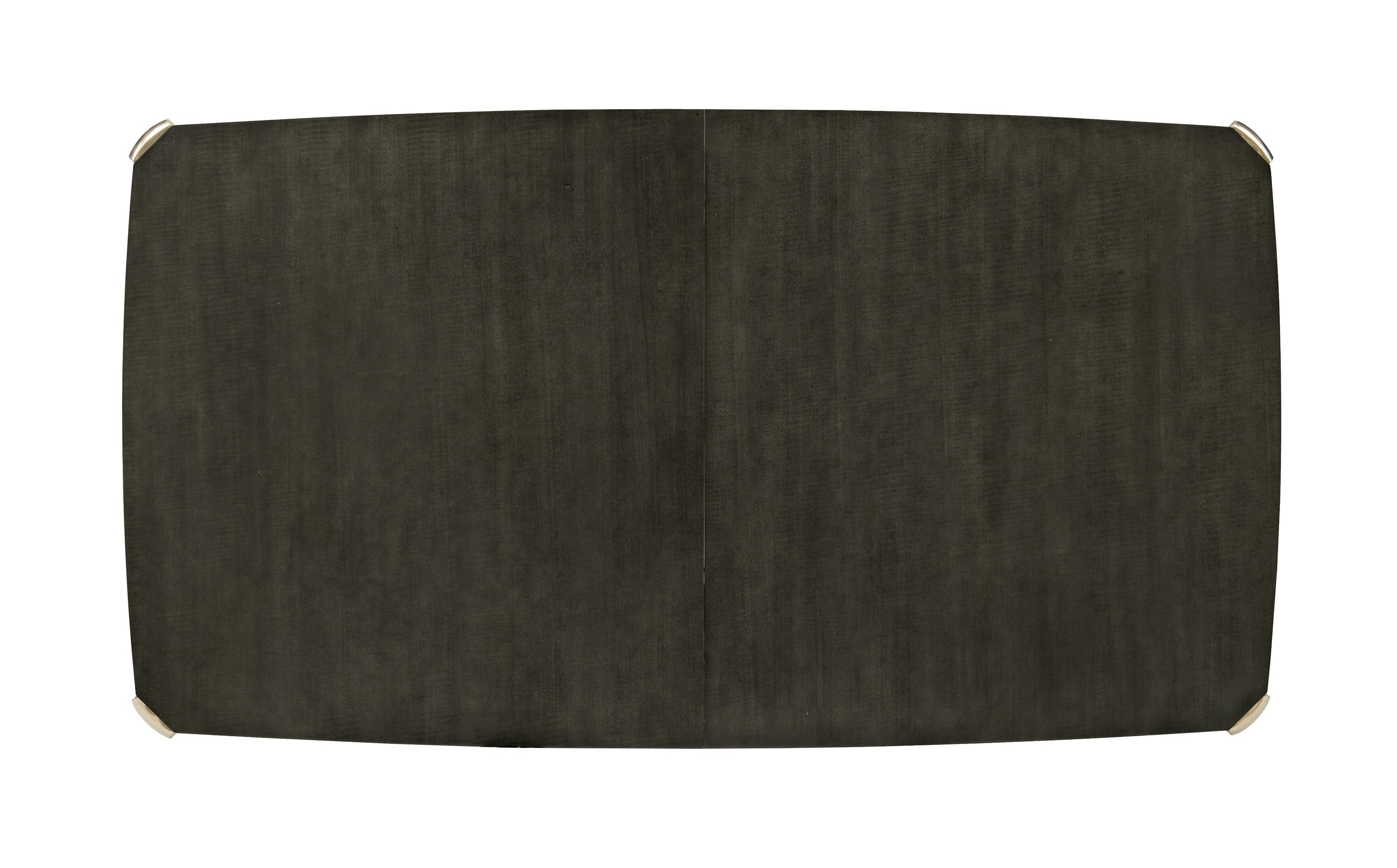 

    
CLA-016-205 Charcoal Anegre & Whisper of Gold Finish Extendable Dining Table All Trimmed Out by Caracole
