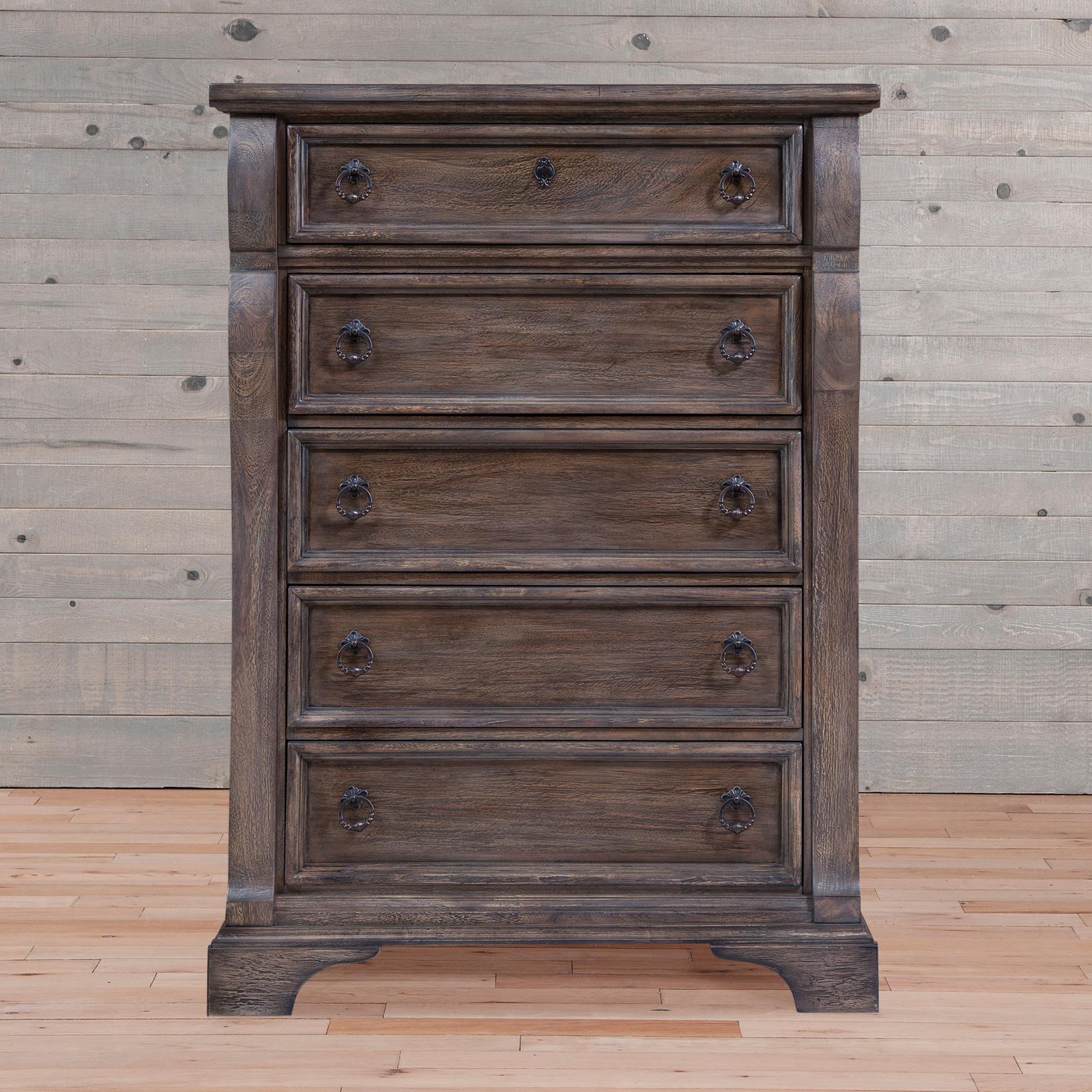

    
Charcoal Five Drawer Chest HEIRLOOM 2975-150 American Woodcrafters Classic
