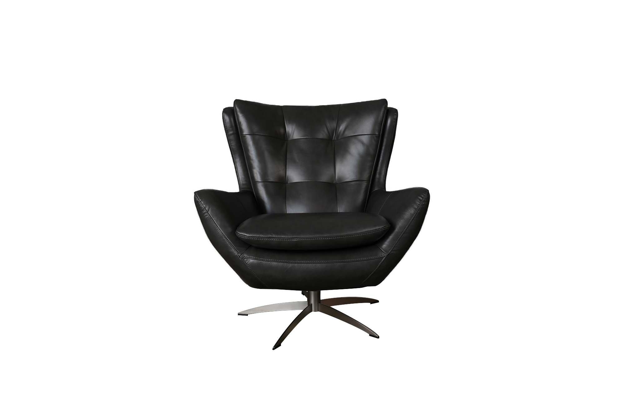 Contemporary, Modern Swivel Chair 596 McCann 59606B1855 in Charcoal Full Leather