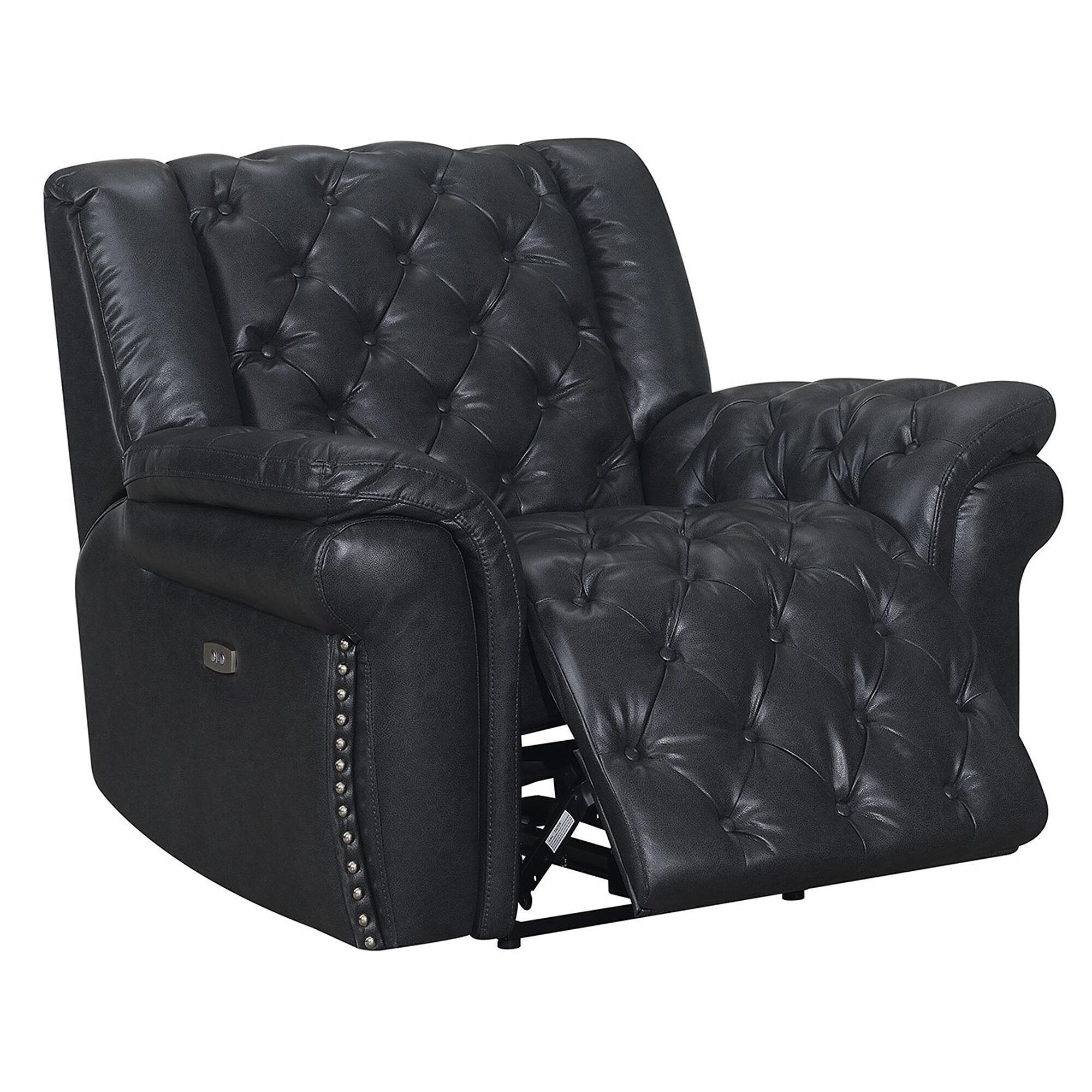 Transitional Power recliner EVELYN BLANCHE CHARCOAL EVELYN-DTP932-7-PR in Charcoal Leather Air/Match