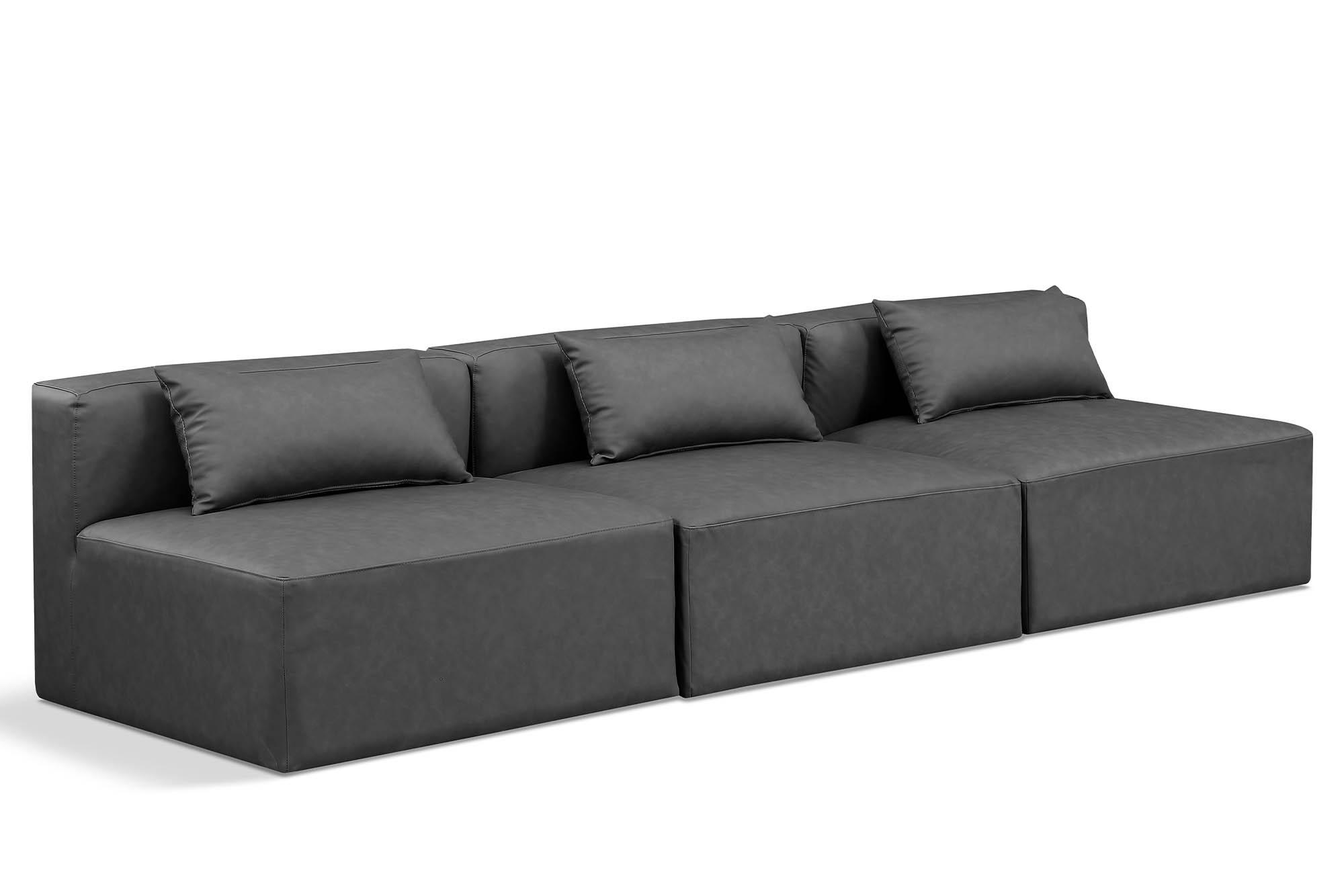 

    
Charcoal Grey Faux Leather Modular Sofa CUBE 668Grey-S108A Meridian Contemporary
