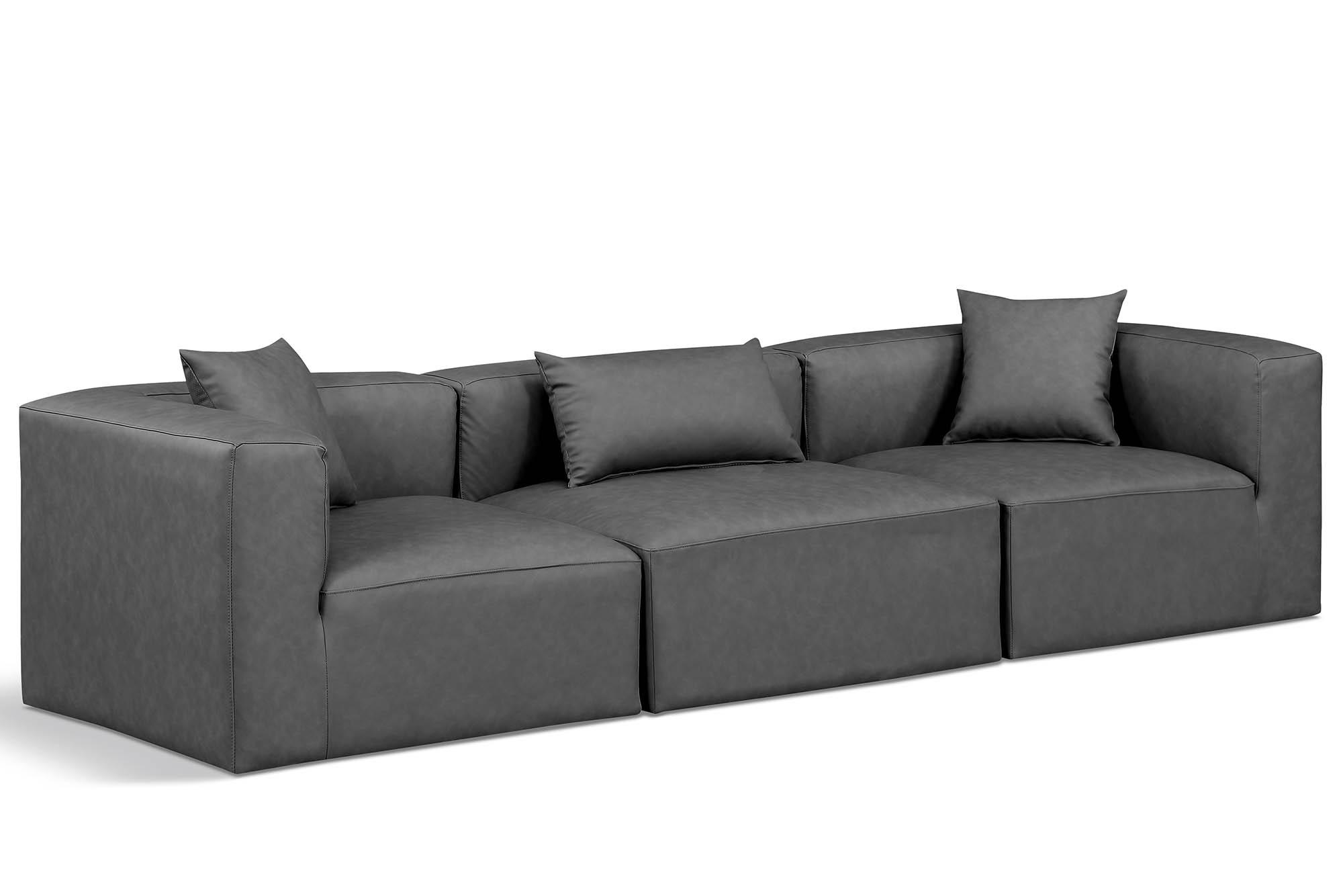

    
Charcoal Grey Faux Leather Modular Sofa CUBE 668Grey-S108B Meridian Contemporary
