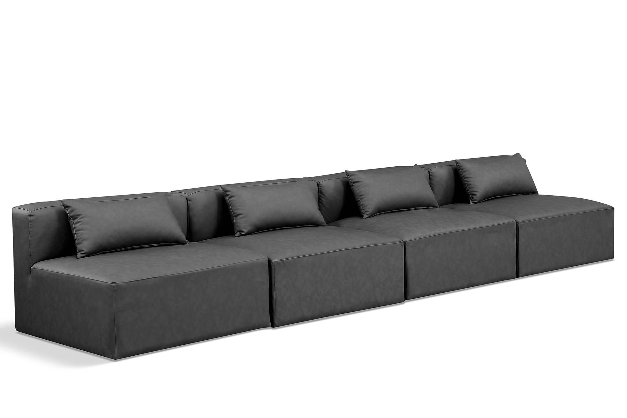 

    
Charcoal Grey Faux Leather Modular Sofa CUBE 668Grey-S144A Meridian Modern
