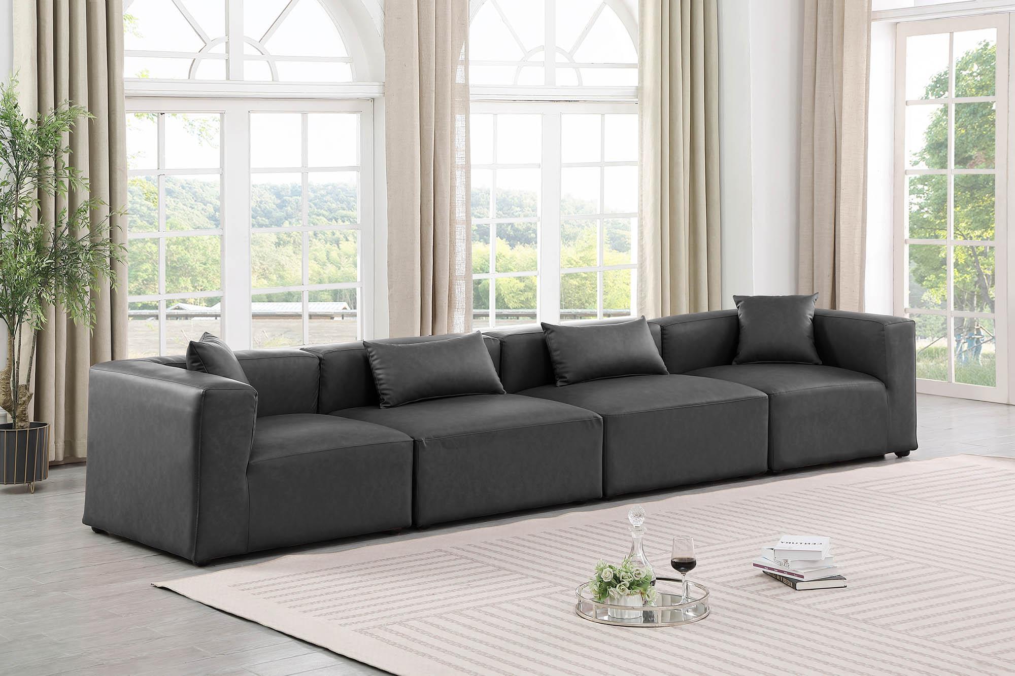 

    
Charcoal Grey Faux Leather Modular Sofa CUBE 668Grey-S144B Meridian Contemporary

