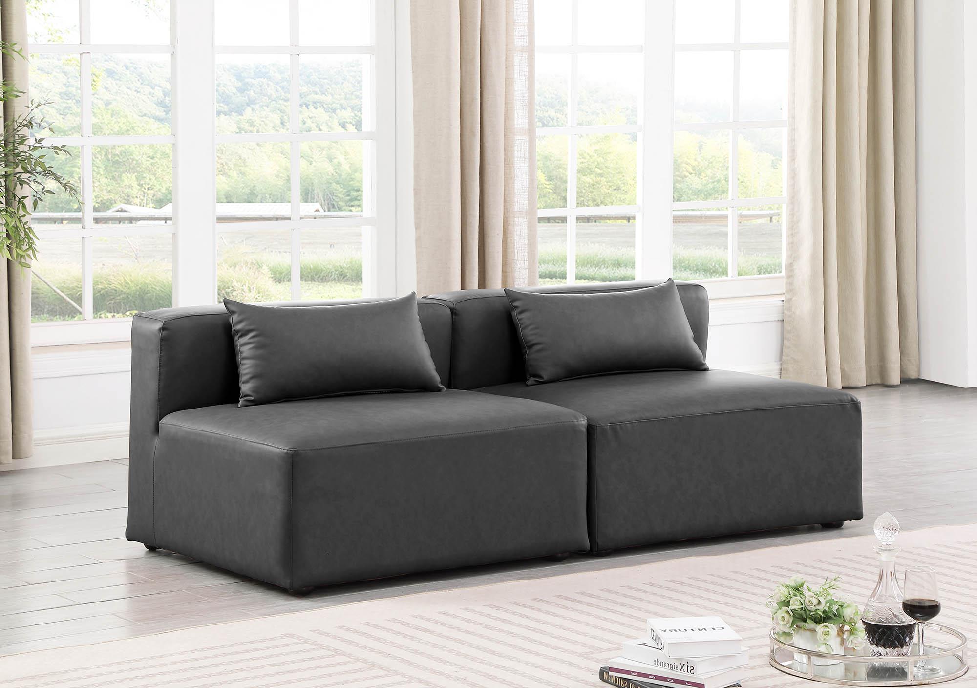 

    
Charcoal Grey Faux Leather Modular Sofa CUBE 668Grey-S72A Meridian Contemporary
