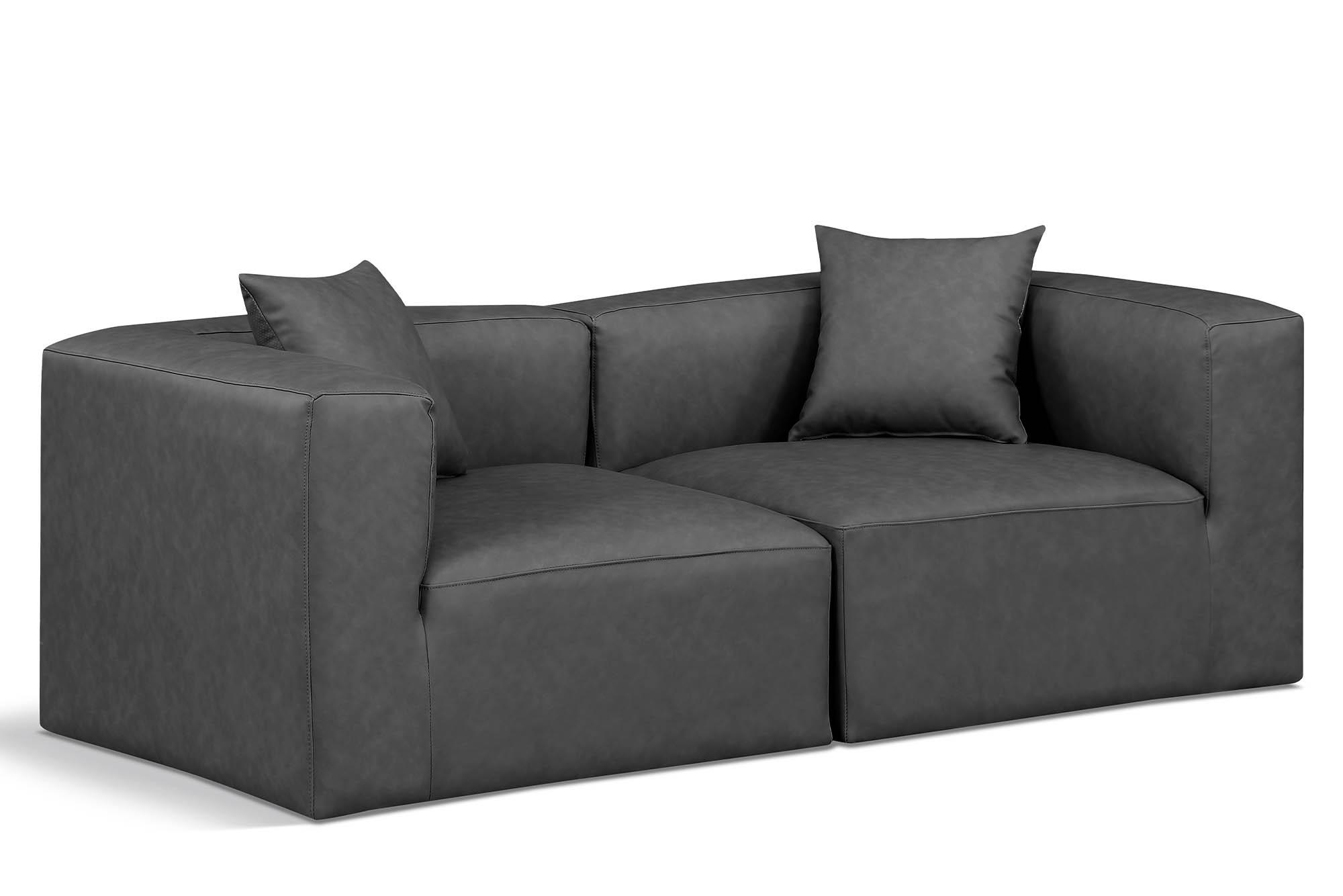 

    
Charcoal Grey Faux Leather Modular Sofa CUBE 668Grey-S72B Meridian Contemporary
