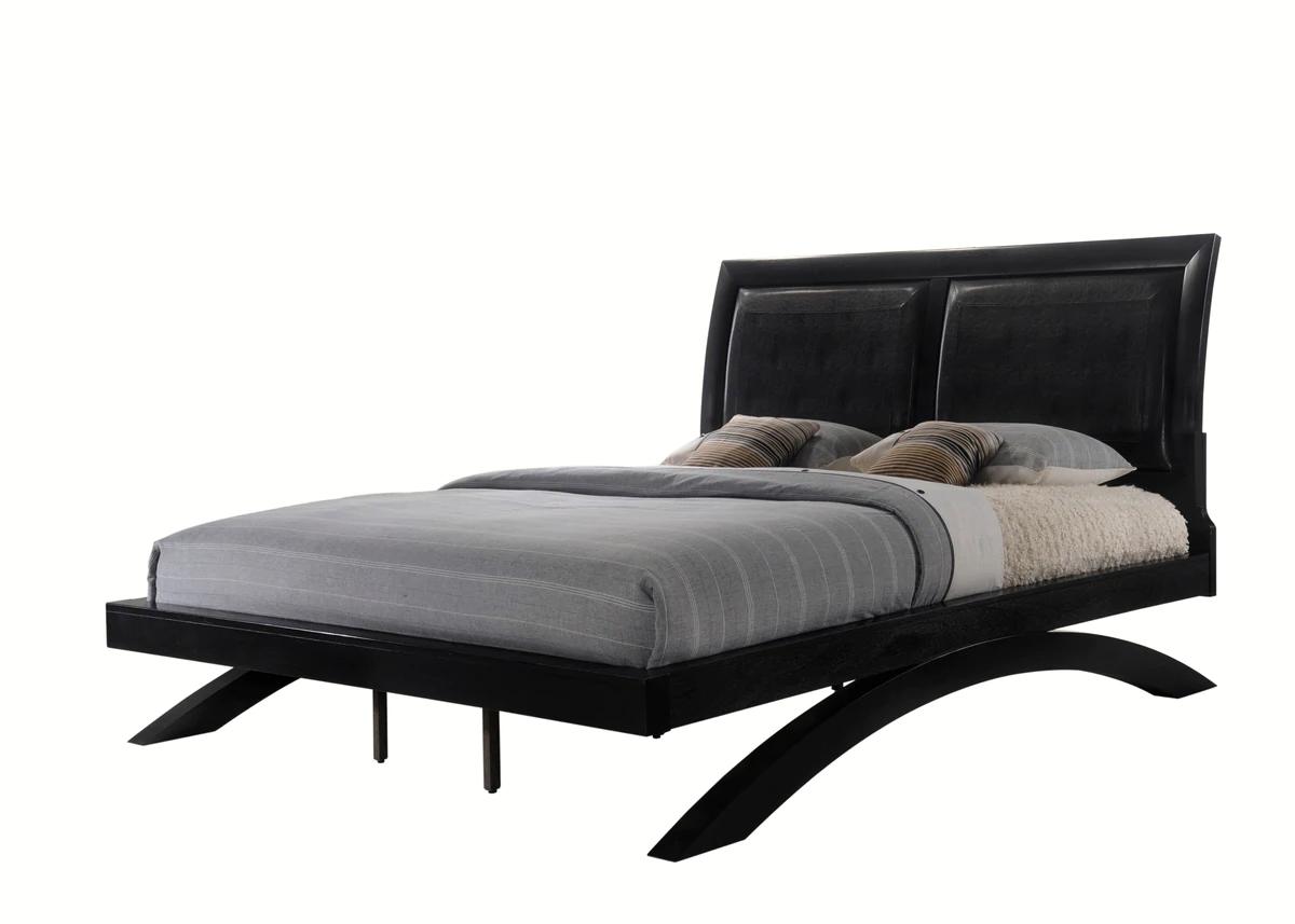 Contemporary, Modern Panel Bed Galinda B6570-K-Bed in Charcoal PU