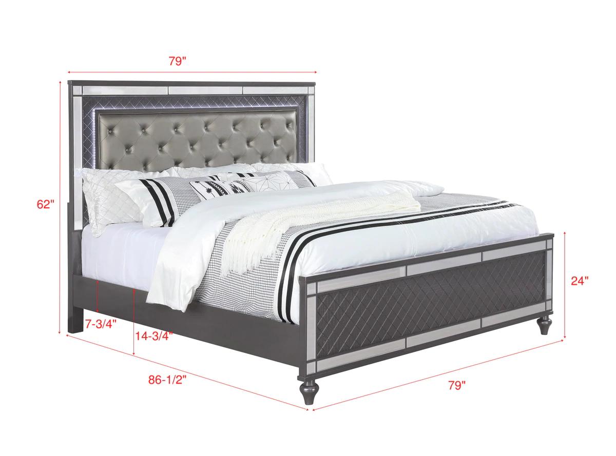 

    
Crown Mark Refino Panel Bedroom Set Charcoal/Gray B1670-K-Bed-3pcs
