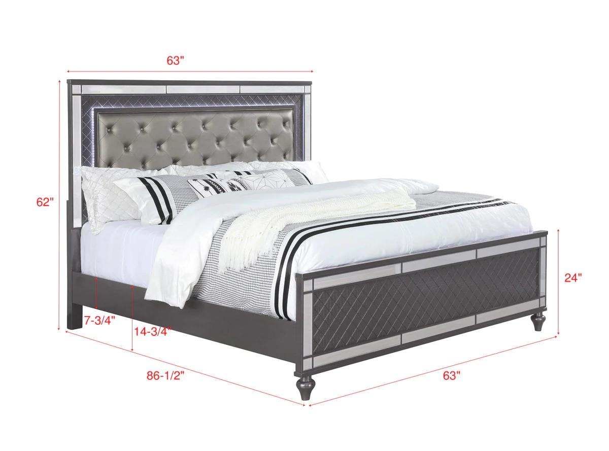 

    
Crown Mark Refino Panel Bedroom Set Charcoal/Gray B1670-Q-Bed-5pcs
