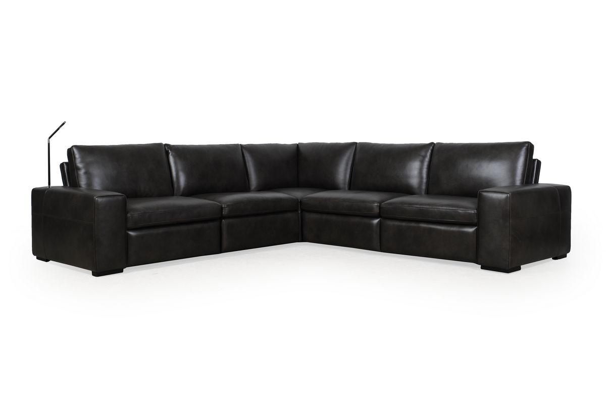 Contemporary, Modern Reclining Sectional 591 - Clifford 591SCB1855 in Charcoal Top grain leather