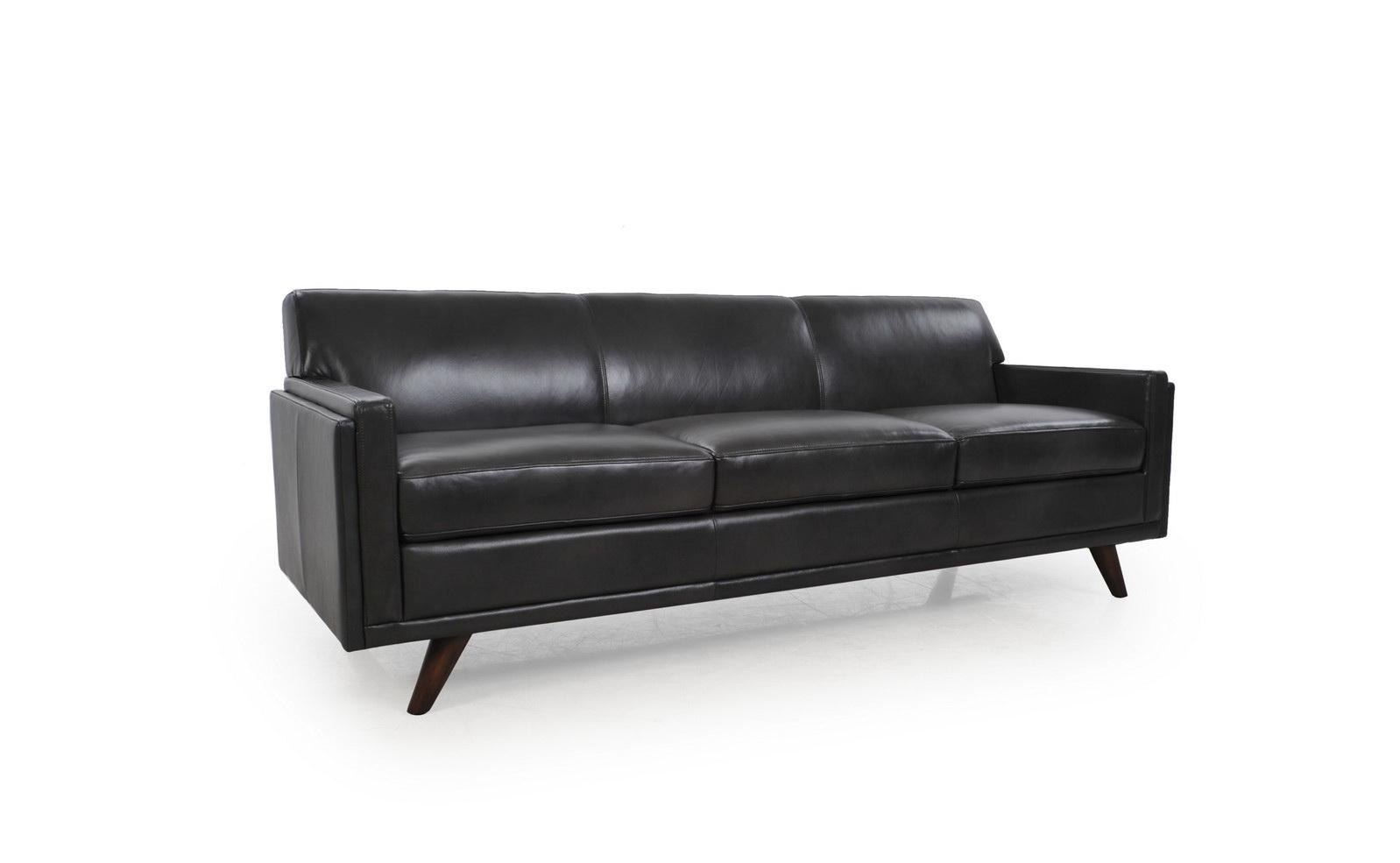 

    
Charcoal Top Grain Leather Sofa & Chair Set 2Pcs Milo 361 Moroni Mid-Century
