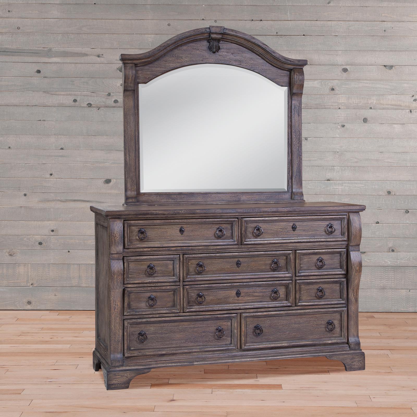 

    
Charcoal Triple Dresser w/Mirror Set 2 HEIRLOOM 2975-TDMR American Woodcrafters
