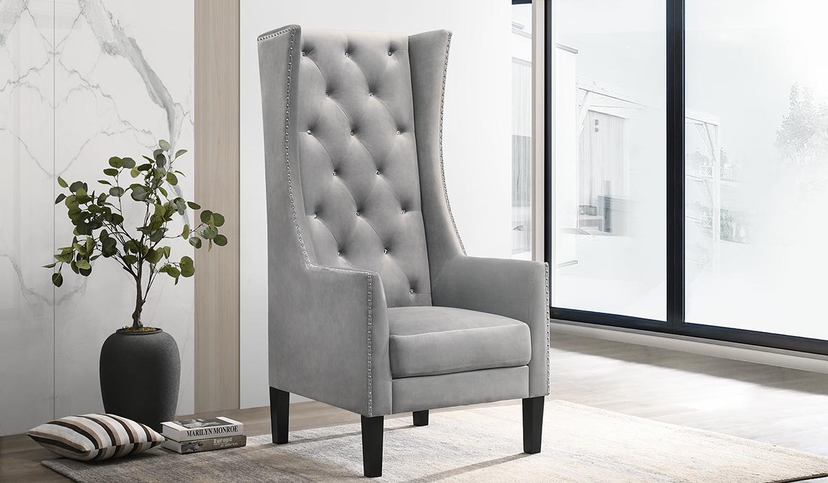 Transitional Arm Chairs Hollywood 3037CHAHOL in Charcoal Velvet