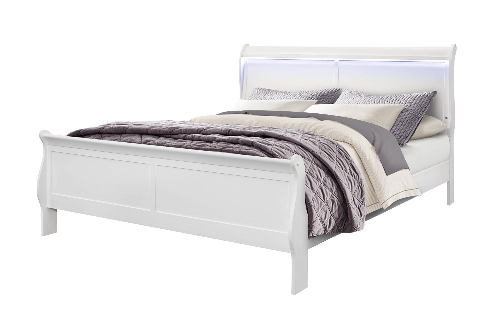 

    
CHARLIE Traditional White Finish Rubberwood Full Bed w/Led Lights Global USA
