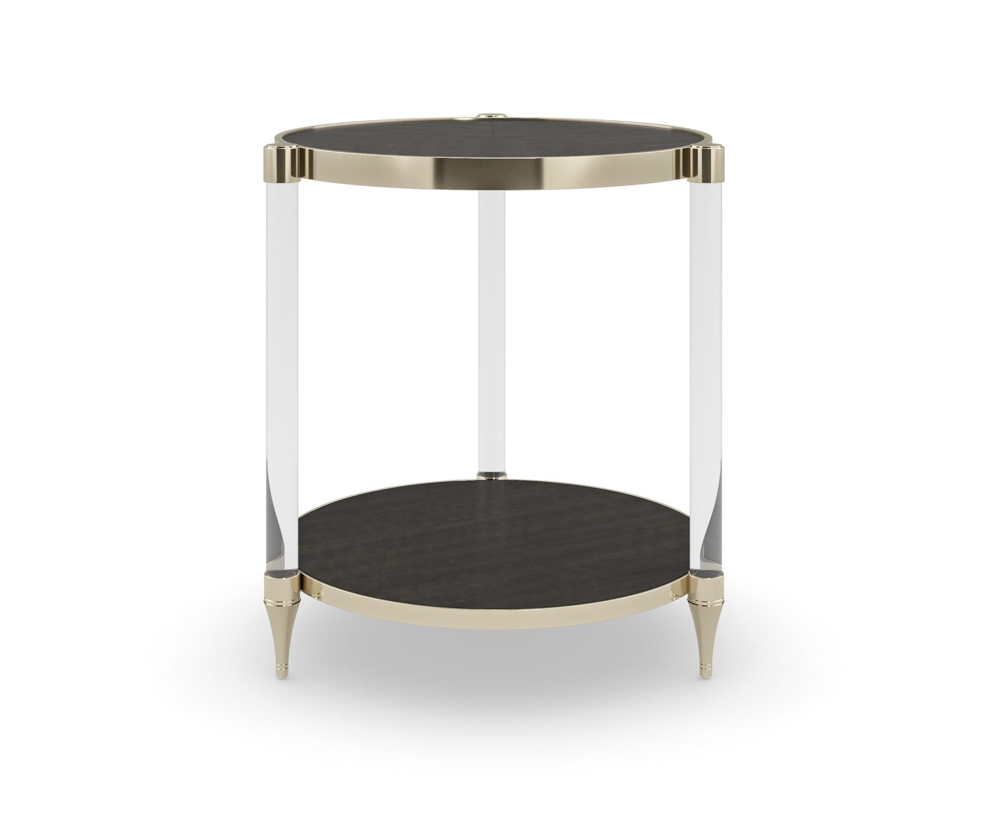 

    
Charred Bark & Whisper of Gold Finish End Table END GAME by Caracole
