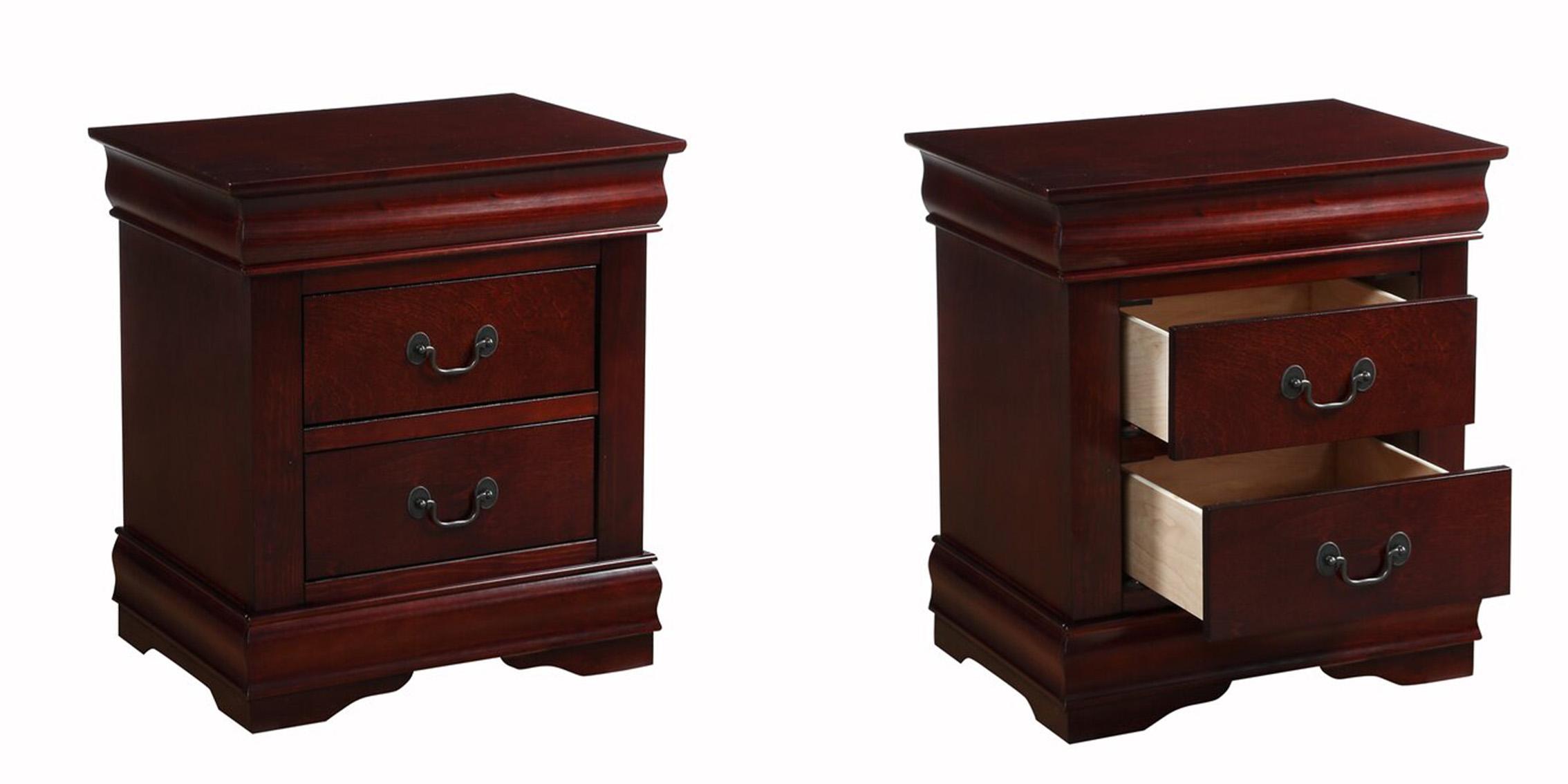 Home Square 2 Piece Louis Philippe III Wood Nightstand Set in Cherry 