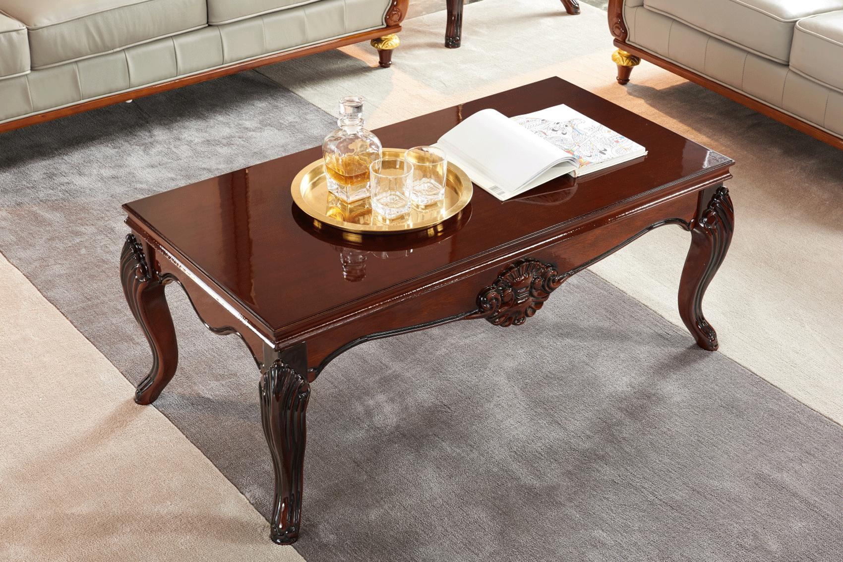 Classic, Traditional Coffee Table End Table 401COFFEETABLE 401COFFEETABLE-2PC in Brown 