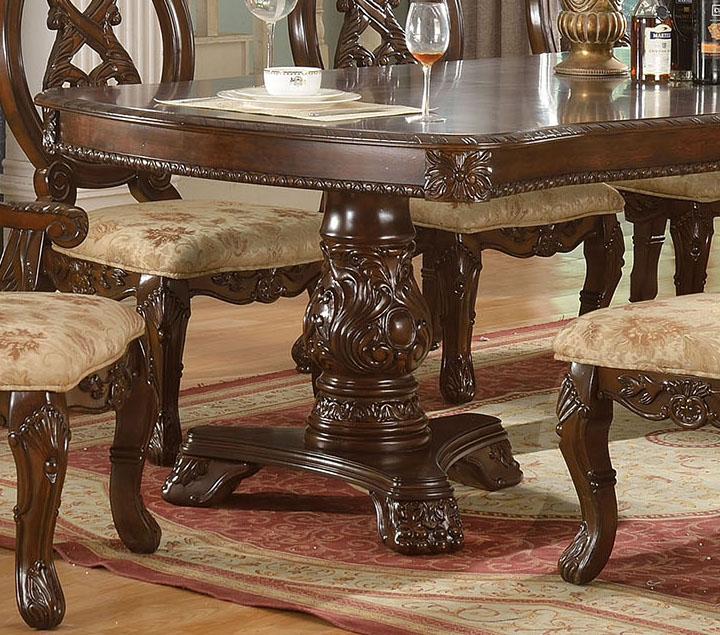 

    
Cherry Double Pedestal Rectangle  Dining Table w/ Extension Traditional McFerran D6004

