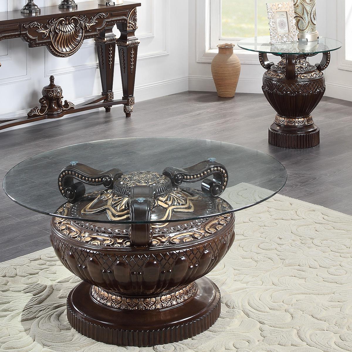 

    
Cherry Finish Coffee Table Traditional Homey Design HD-8908C
