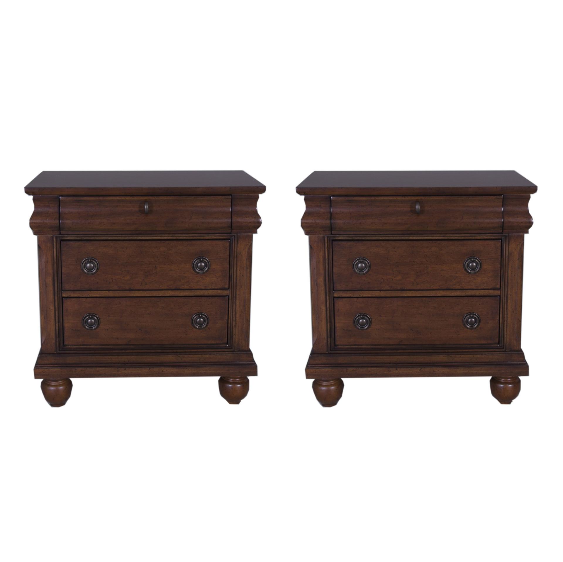 Traditional Nightstand Set Rustic Traditions  (589-BR) Nightstand 589-BR61-Set-2 in Brown 