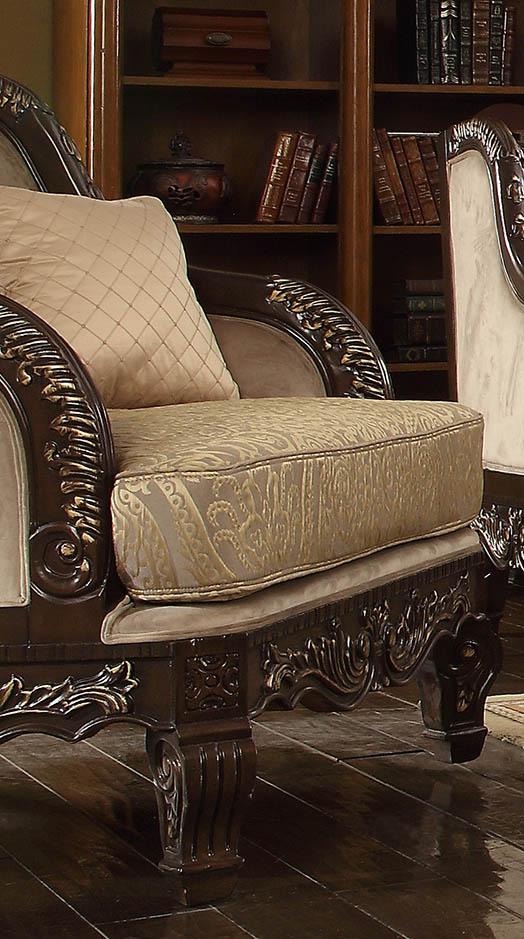 

    
Cherry Finish Pearl Chenille Armchair Traditional Homey Design HD-914
