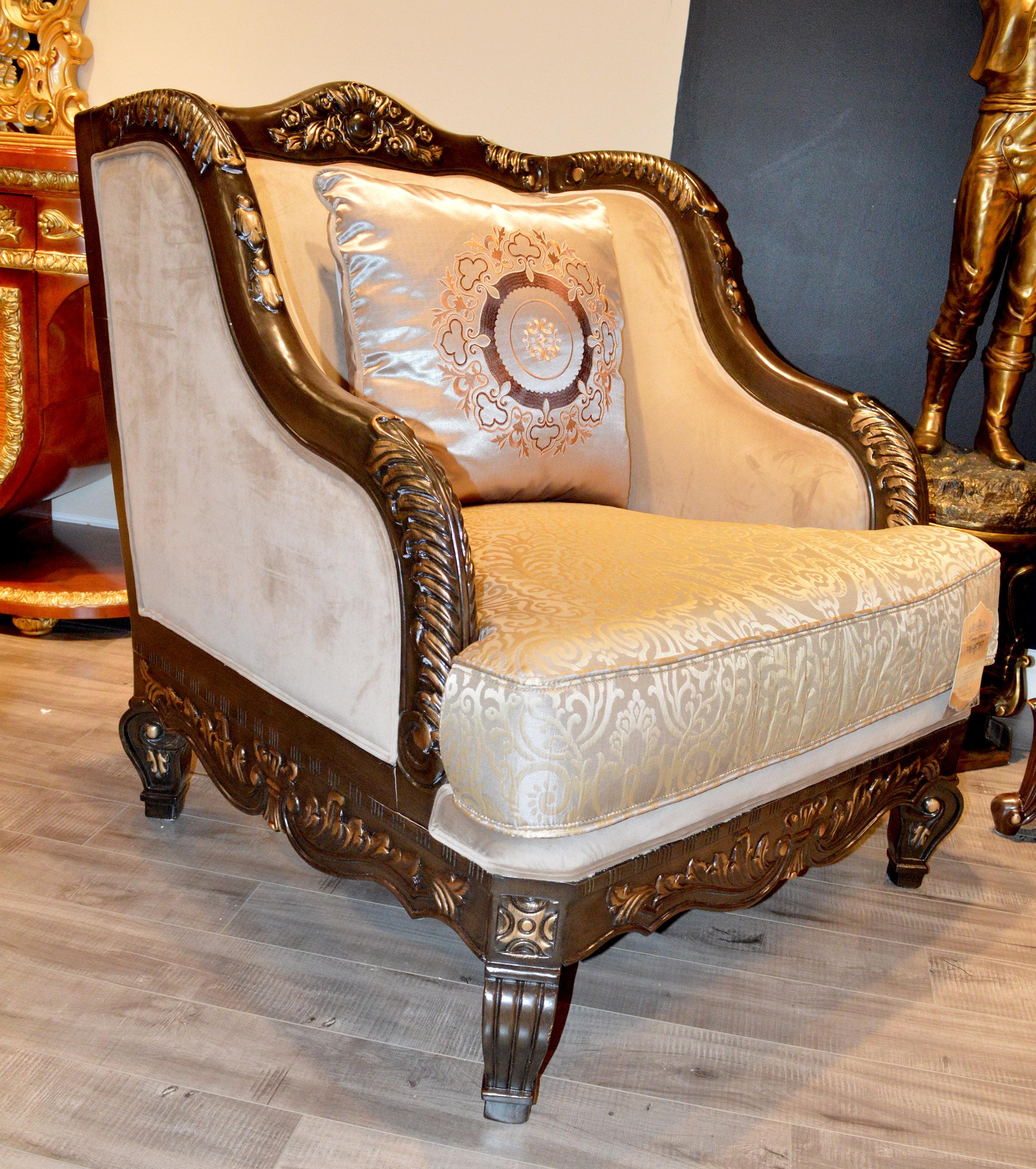 Traditional Arm Chairs HD-914 HD-C914 in Pearl, Cappuccino, Antique, Brown Fabric