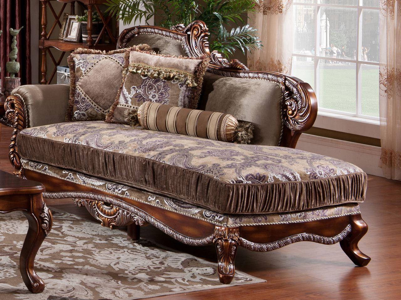 

    
Cherry Finish Wood Chaise Traditional Cosmos Furniture Janet
