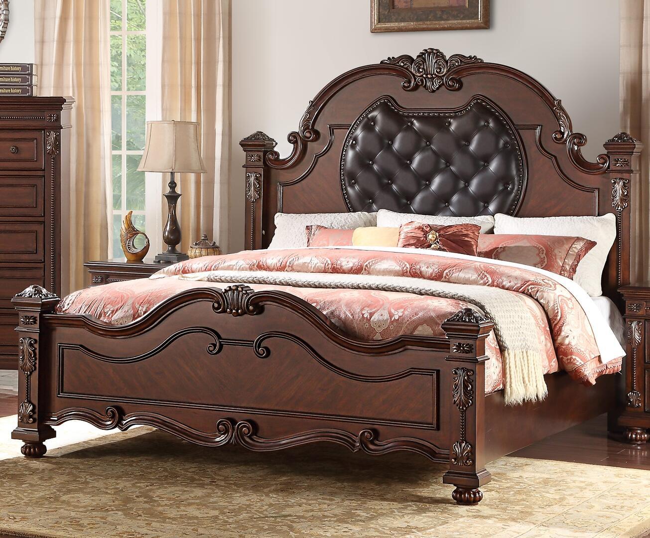 

    
Cherry Finish Wood King Panel Bed Traditional Cosmos Furniture Destiny
