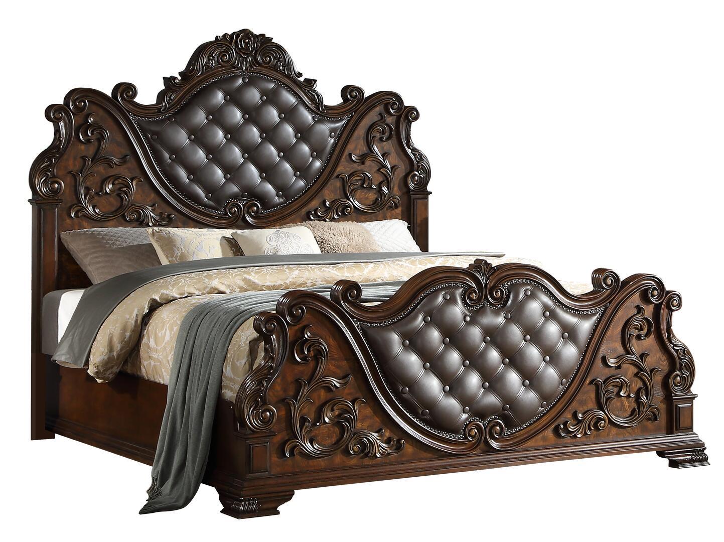 

    
Cherry Finish Wood King Panel Bed Traditional Cosmos Furniture Santa Monica
